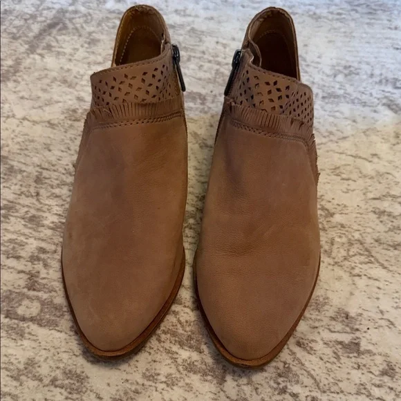 Lucky Brand Taupe Perforated Leather Ankle Booties - Picture 2 of 7
